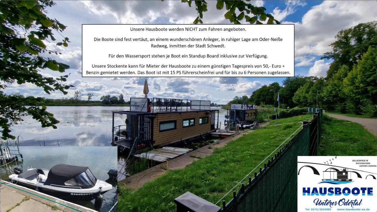 Hausboote Unteres Odertal Hausboot Kranich Hotel Schwedt Buitenkant foto